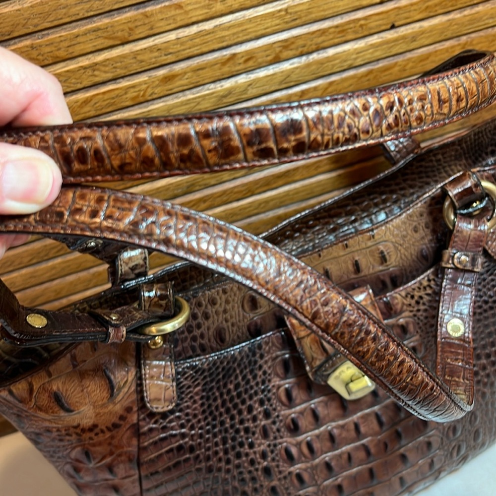 Brahmin Colette Melbourne croc embossed leather in pecan brown shoulder bag - Picture 7 of 17